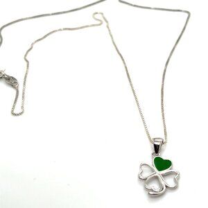16" Sterling Silver Necklace with 4 Leaf Clover Pendant